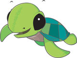 Kids APT mascot, Scoots the green turtle