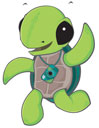 Kids APT mascot, Scoots the green turtle
