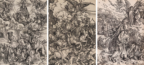 Albrecht Dürer / The Beast with Two Horns like a Lamb c.1496–97 / from ‘The Apocalypse’ Latin edition, 1511 / Proposed for the Queensland Art Gallery Collection / The Four Horsemen of the Apocalypse c.1497–98 / from ‘The Apocalypse’ Latin edition, 1511 / Proposed for the Queensland Art Gallery Collection / The Angel with the Key to the Bottomless Pit c.1496–97 / from ‘The Apocalypse’ Latin edition, 1511 / Collection: Queensland Art Gallery / Gift of Selina Rivers 1949