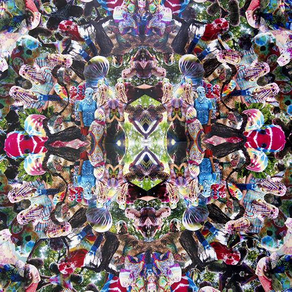 Jemima Wyman Australia b.1977 / Aggregate Icon (Kaleidoscopic Catchment) 2014 / Hand cut digital photographs / 200cm (diam.) / Commissioned by the Queensland Art Gallery | Gallery of Modern Art Children’s Art Centre for Jemima Wyman ‘Pattern Bandits’ / Collection: The artist